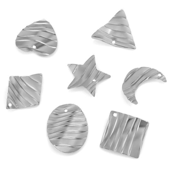 Picture of 304 Stainless Steel Charms Multicolor Geometric Stripe Twisted