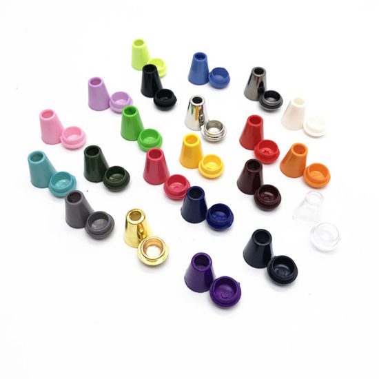 Bild von Plastic Cord Lock Stopper Sweater Shoelace Rope Buckle Pendant Clothing Accessories Multicolor 14mm x 9mm, 20 Sets