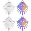 Picture of 304 Stainless Steel Religious Charms Multicolor Evil Eye Moon 25mm x 19mm