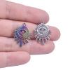 Picture of 304 Stainless Steel Religious Charms Multicolor Evil Eye Moon 25mm x 19mm
