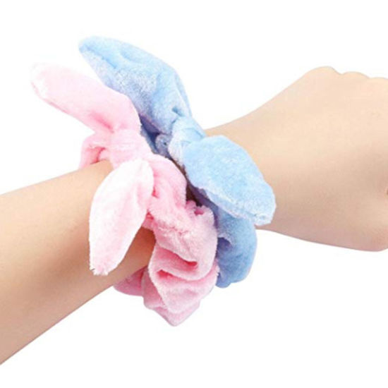 Picture of Velvet Retro Ponytail Holder Hair Ties Band Scrunchies Multicolor Rabbit Animal 3cm Dia.