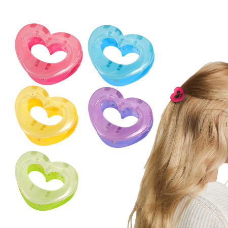 Picture of ABS Cute Hair Claw Clips Clamps Multicolor Heart 4.3cm x 3.4cm