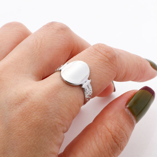 Image de Bagues Ouvert Ajoustable en 304 Acier Inoxydable Élégant Argent Mat Creux 16.5mm (Taille d'US 6) , 1 Pièce