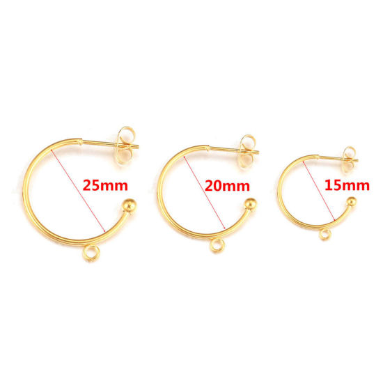 Picture of 304 Stainless Steel Earring Accessories C Shape Multicolor With Open Loop