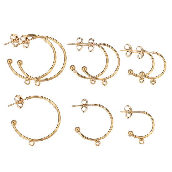 Picture of 304 Stainless Steel Earring Accessories C Shape Multicolor With Open Loop