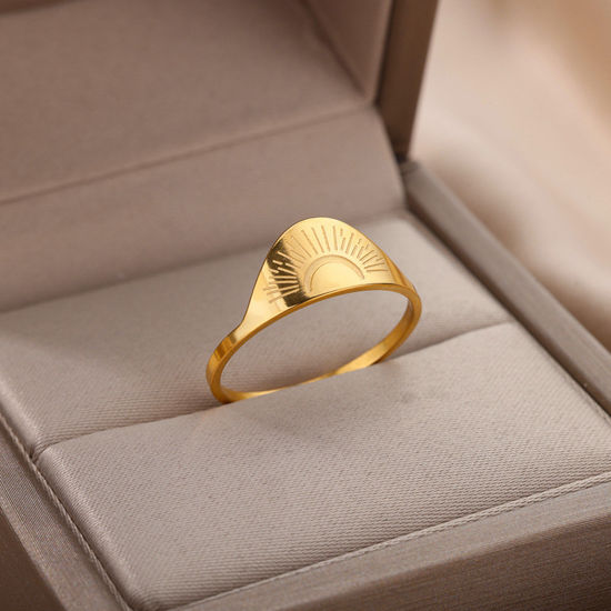 Immagine di 304 Acciaio Inossidabile Stile Ins Non Regolabile Anello Sole & Luna 1 Pz