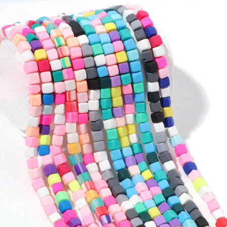Polymer Clay Beads Cube At Random Color About 6mm x 6mm