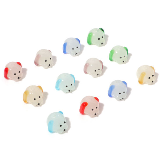 Picture of Lampwork Glass Beads Dog Animal Multicolor 3D About 16mm x 11mm