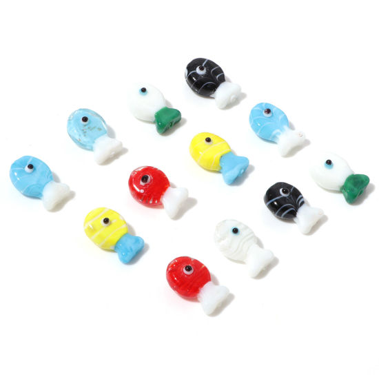 Picture of Lampwork Glass Ocean Jewelry Beads Fish Animal Multicolor About 20mm x 13mm