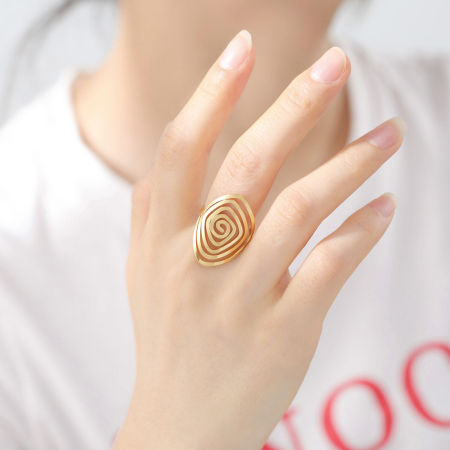 Titanium Steel Open Adjustable Rings Multicolor Quadrilateral Spiral Hollow 17.3mm(US Size 7)