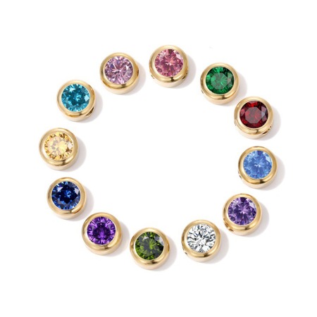 Bild von 316 Edelstahl Monatsstein Perlen Rund Bunt Bunt Strass 6mm D., Loch: ca. 1.3mm, 1 Stück