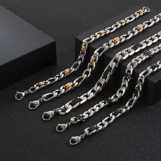 Immagine di 304 Acciaio Inossidabile Semplice Strutturato Braccialetti Tono Argento 1 Pz