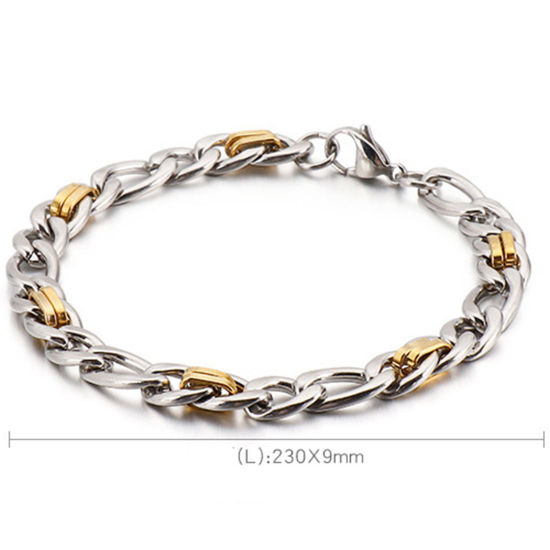 Immagine di 304 Acciaio Inossidabile Semplice Strutturato Braccialetti Tono Argento 1 Pz