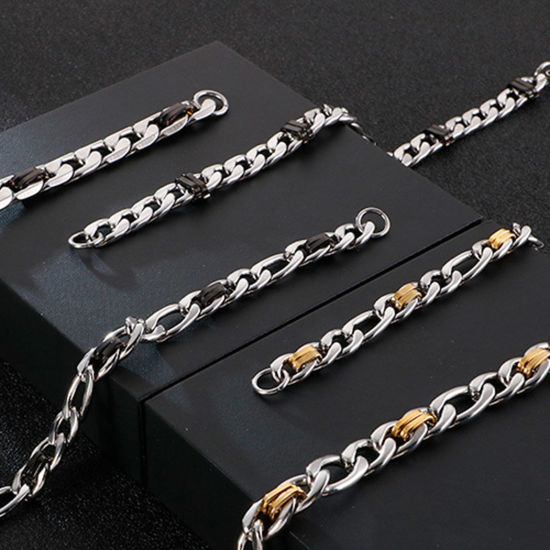 Immagine di 304 Acciaio Inossidabile Semplice Strutturato Braccialetti Tono Argento 1 Pz