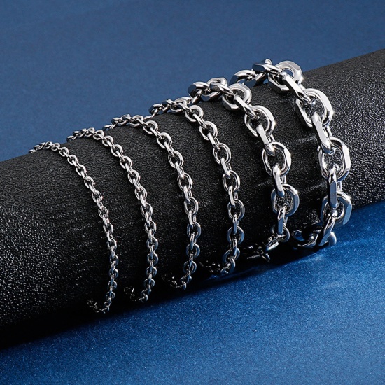 Bild von Großhandel 304 Edelstahl Kreuz Gliederketten Armband, Silberfarbe Unisex Minimalistisch Geschenk Schmuckbedarf, 1 Strang