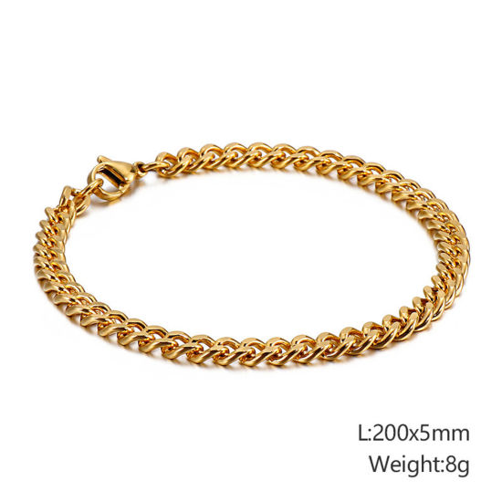 Immagine di 304 Acciaio Inossidabile Semplice Catena Singolare Braccialetti Multicolore 1 Pz