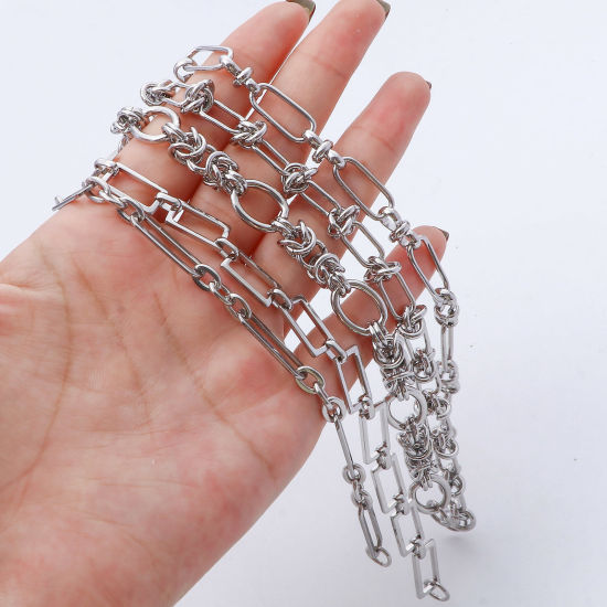 Immagine di 304 Acciaio Inossidabile Catena Braccialetti Tono Argento 19cm Lunghezza, 1 Pz