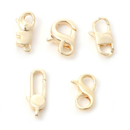 Brass Lobster Clasp Findings Infinity Symbol Elephant 14K Real Gold Plated