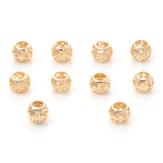 Picture of Brass Beads 14K Real Gold Plated Drum Filigree