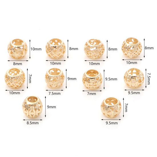 Bild von Messing Perlen 14K Echtgold plattiert Trommel Filigran 2 Stück