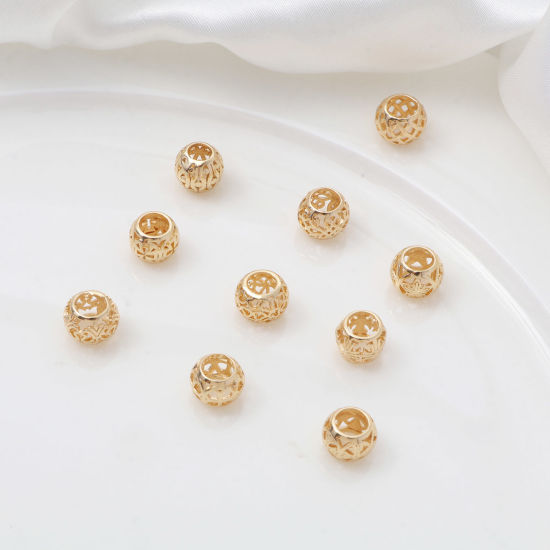 Picture of Brass Beads 14K Real Gold Plated Drum Filigree