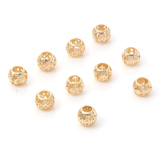 Picture of Brass Beads 14K Real Gold Plated Drum Filigree