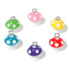 Immagine di Resina Charms Fungo 3D Tono Argento Multicolore 15mm x 12mm, 10 Pz