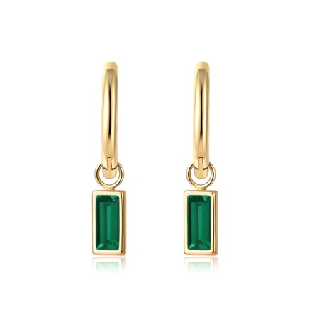 Immagine di Ecologico Squisito Semplice 14k Vero Oro Placcato 304 Acciaio Inossidabile & Zircone Cubico Rettangolo Orecchino Per Donne 2.3cm x 1cm, 1 Paio