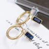 Изображение Экологичный Изысканный Простой 14K Реальный Позолоченные 304 Нержавеющая Сталь & Циркон Прямоугольник Серьги Для женщин 2.3см x 1см, 1 Пара