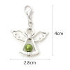 Picture of Zinc Based Alloy & Acrylic Guardian Angel Wing Clip On Charms For Vintage Charm Bracelets Antique Silver Color Multicolor Imitation Pearl 4cm x 2.8cm