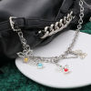 Picture of Zinc Based Alloy & Acrylic Guardian Angel Wing Clip On Charms For Vintage Charm Bracelets Antique Silver Color Multicolor Imitation Pearl 4cm x 2.8cm