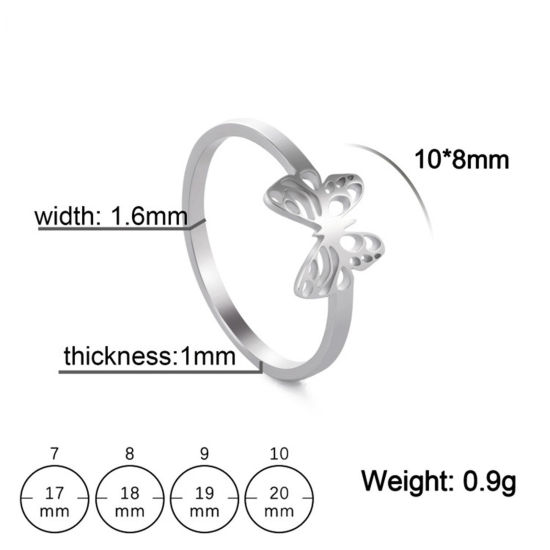 Bild von Titan Edelstahl Insekt Uneinstellbar Ring Bunt Rund Schmetterling Hohl 1 Stück