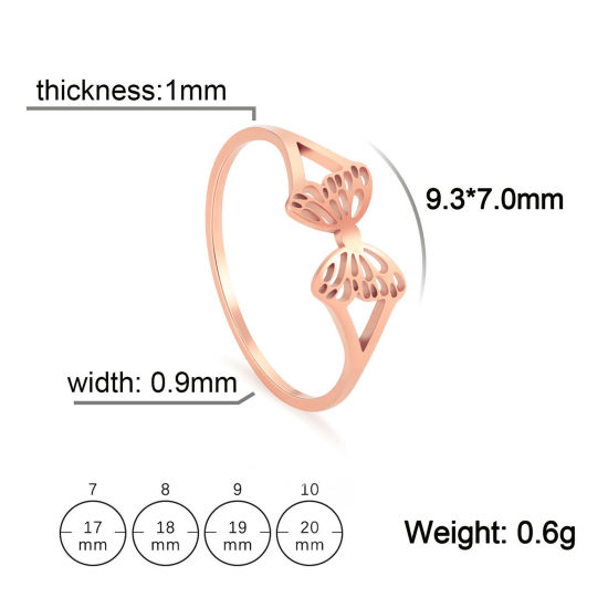 Picture of Titanium Steel Insect Unadjustable Rings Multicolor Round Butterfly Hollow