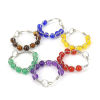 Bild von Halbedelstein ( Synthetisch ) Einstellbar Draht umwickelt Perlenringe Silberfarbe Bunt Rund 19.8mm（US Größe:10), 1 Stück
