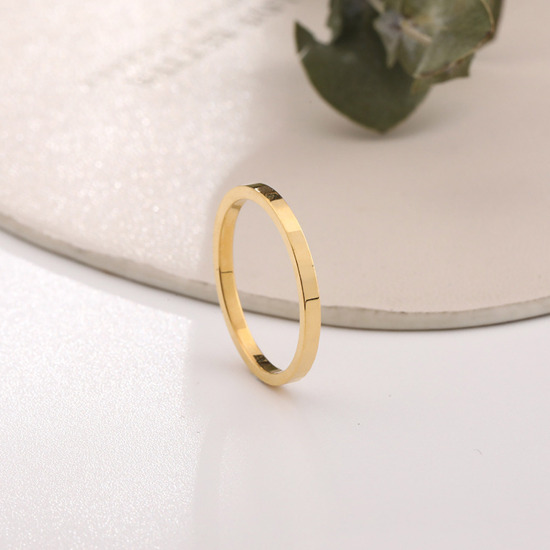 Bild von Umweltfreundlich Einfach und lässig Einfach 18K Vergoldet 304 Edelstahl Uneinstellbar Ring Für Frauen 1 Stück