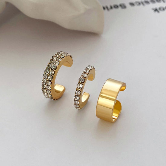 Picture of Stylish Ear Clips Earrings Multicolor Clear Rhinestone