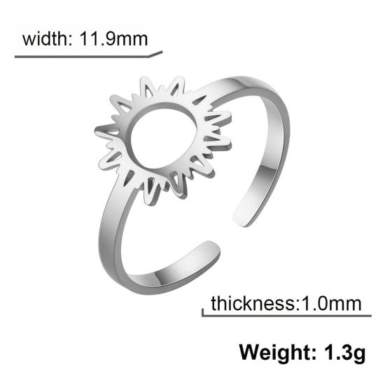 Image de Bagues Ouvert Ajoustable en Acier Titane Galaxie Multicolore Soleil Creux 17.3mm (Taille d'US: 7) , 1 Pièce