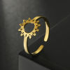 Image de Bagues Ouvert Ajoustable en Acier Titane Galaxie Multicolore Soleil Creux 17.3mm (Taille d'US: 7) , 1 Pièce