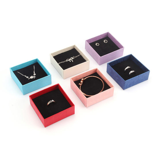Picture of Paper Jewelry Gift Boxes Square Multicolor Shell Pattern 7.5cm x 7.5cm x 3cm