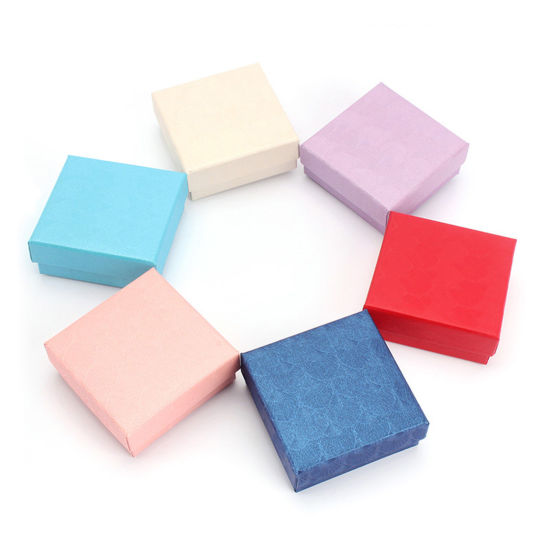 Picture of Paper Jewelry Gift Boxes Square Multicolor Shell Pattern 7.5cm x 7.5cm x 3cm