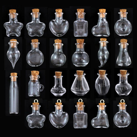 Natural Wood & Glass Mini Message Wish Bottle Bubble Vial For Earring Ring Necklace Transparent Clear