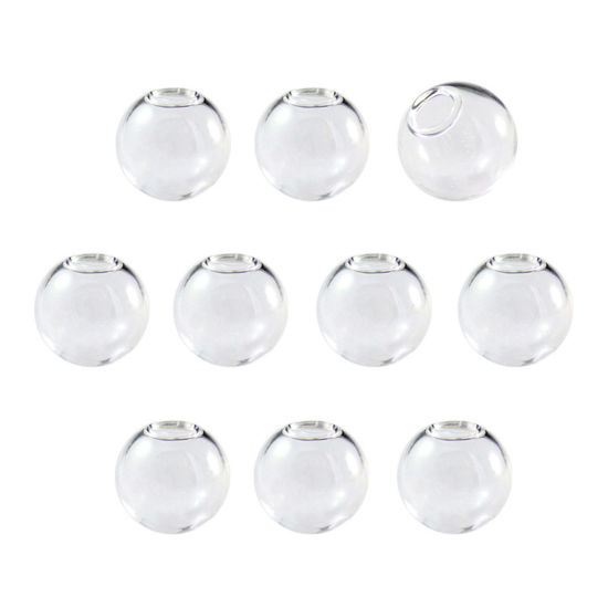 Picture of Glass Miniature Globe Bubble Bottle Vial For Earring Ring Necklace Single Hole Transparent Clear 