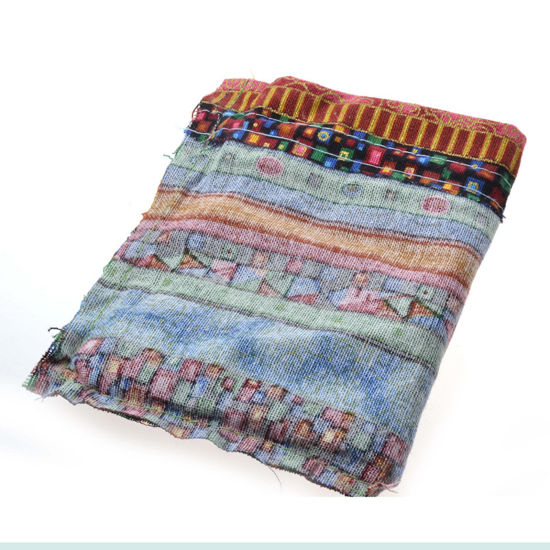 Bild von Baumwolle Ethnisch Kordelzugtasche Bunt Mit zufälligen Muster 14cm x 10cm, 10 Stück