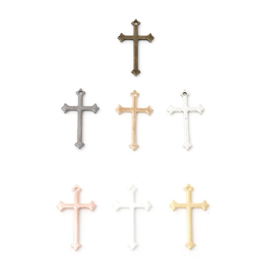 Picture of Zinc Based Alloy Religious Charms Multicolor Cross 23mm x 14mm