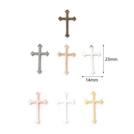 Picture of Zinc Based Alloy Religious Charms Multicolor Cross 23mm x 14mm