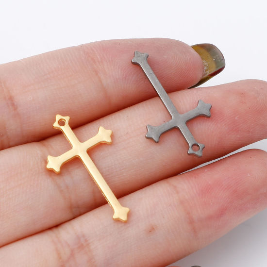 Picture of Zinc Based Alloy Religious Charms Multicolor Cross 23mm x 14mm