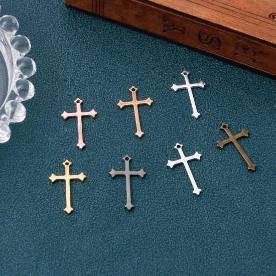 Picture of Zinc Based Alloy Religious Charms Multicolor Cross 23mm x 14mm