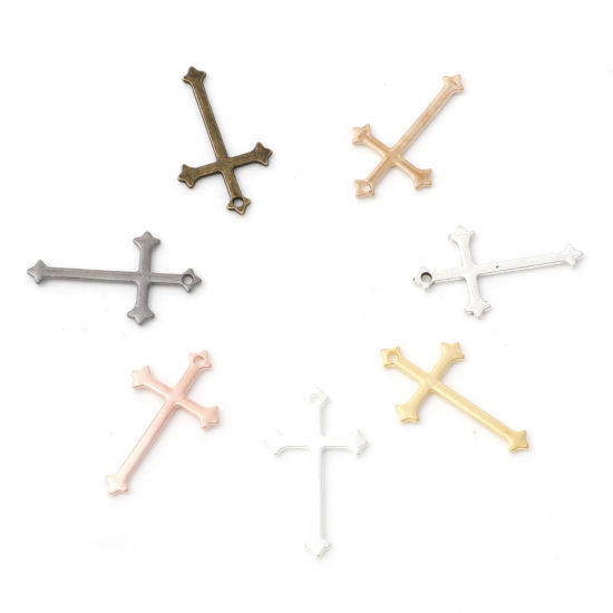 Picture of Zinc Based Alloy Religious Charms Multicolor Cross 23mm x 14mm