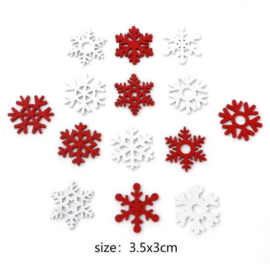 Picture of Wood Embellishments Scrapbooking Christmas Snowflake Multicolor 3.5cm x 3cm