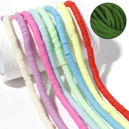 Глина Katsuki Бусины Круглые, Разноцветный Светятся в темноте 6мм диаметр, 2мм, 39.5см длина, 2 Нитки ( 395 шт/ 1 нитка)